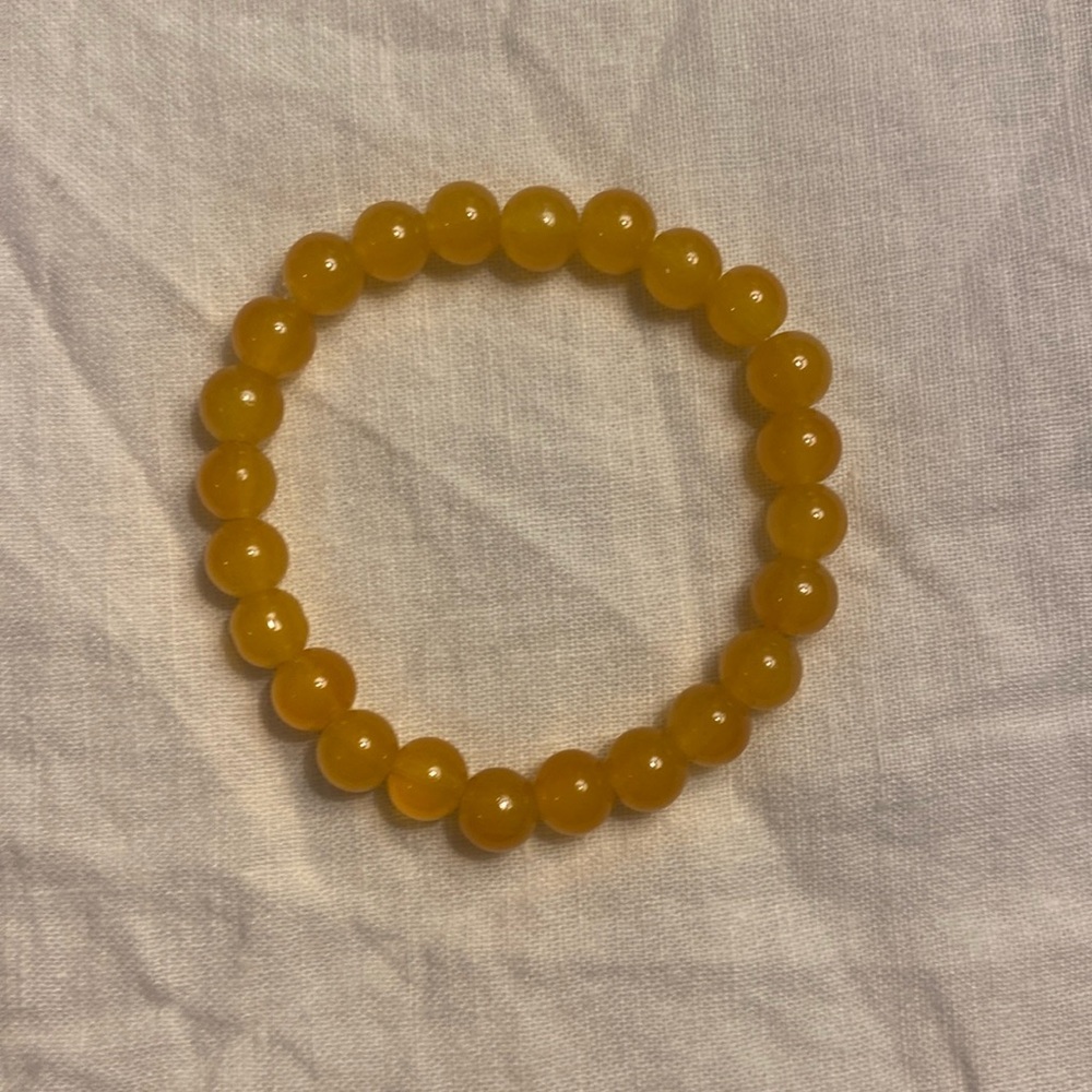 A handmade glass bead bracelet